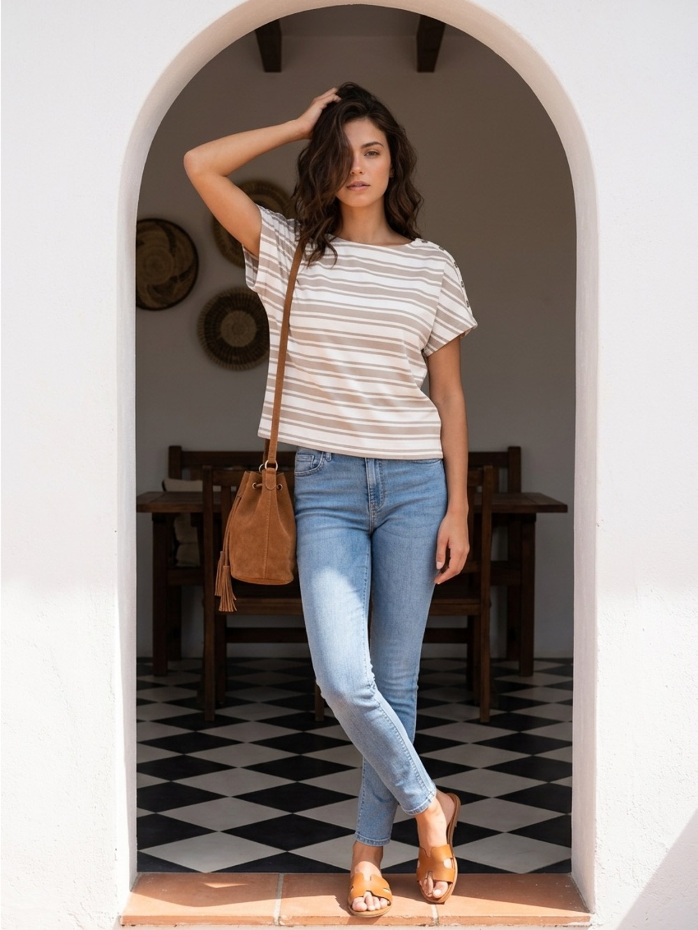 Cable & Gauge Studio Women’s Striped Modal Dolman Tee